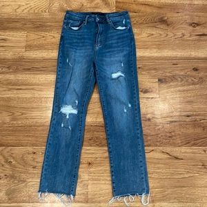 Risen Brand Destructed Straight Ankle Jeans